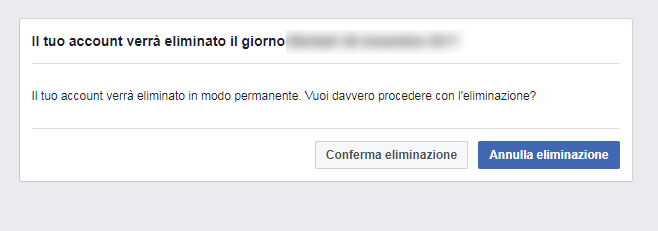 il tuo account verra eliminato il giorno