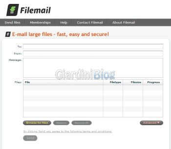 spedire email anonime filemail