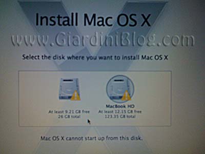 MacOS X cannot startup from this disk