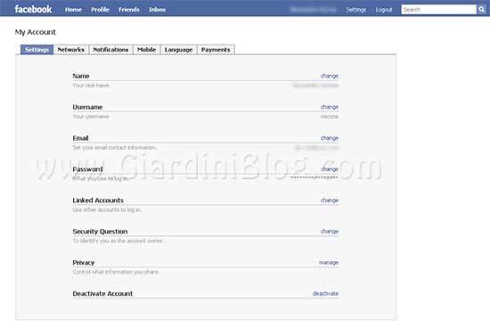 facebook impostazioni