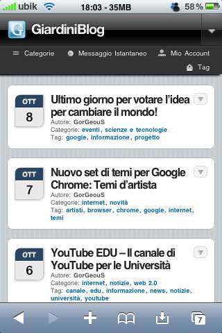 GiardiniBlog ora in versione mobile per Cellulari, Wii e PSP