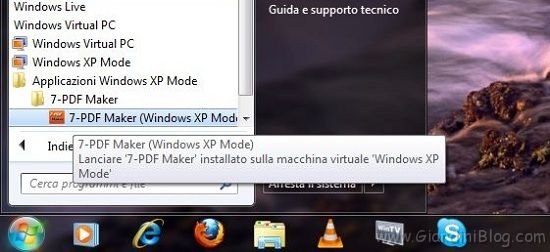 windows xp mode menu