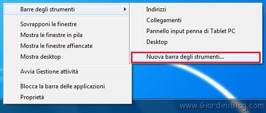 nuova barra degli strumenti