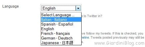 twitter language