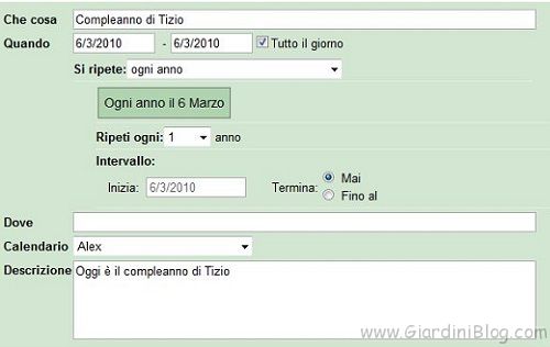 google calendar compleanno