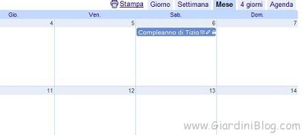 google calendar vista mese