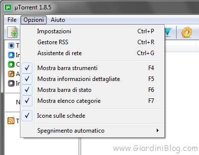 utorrent opzioni