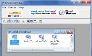 FinalBurner Free programma in italiano per masterizzare cd, dvd, bluray