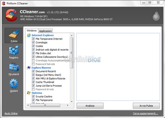 CCleaner schermata