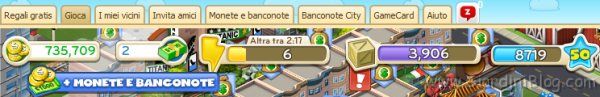 CityVille barra menu