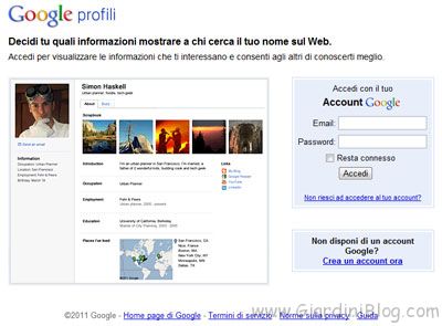 profilo google accesso