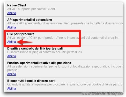 click per riprodurre chrome