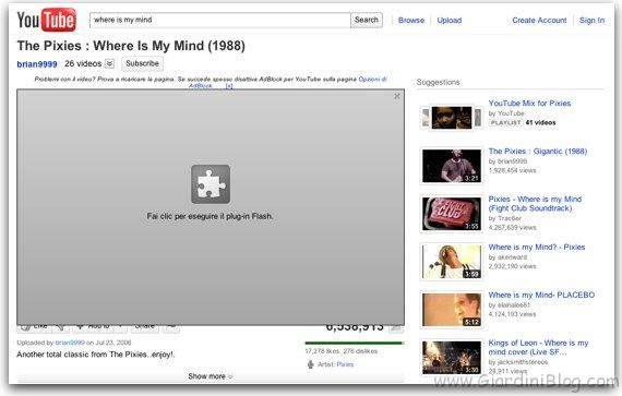 flash plugin su youtube