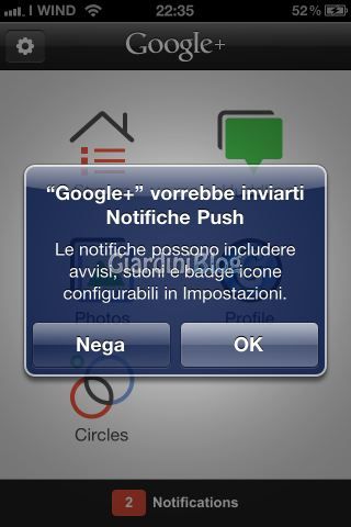 Google plus notifiche push