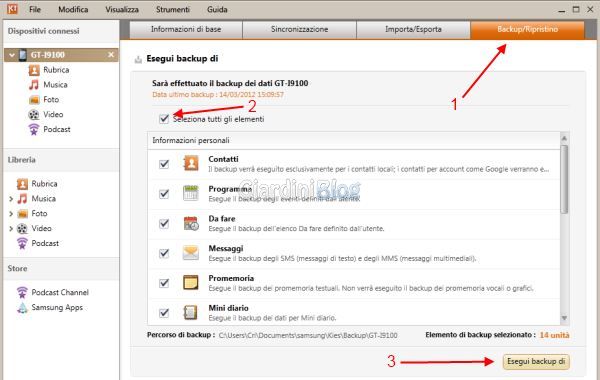 Backup dati samsung galaxy s 2 gt-i9100