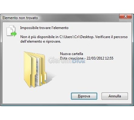 Come eliminare i file che danno errore impossibile trovare l'elemento