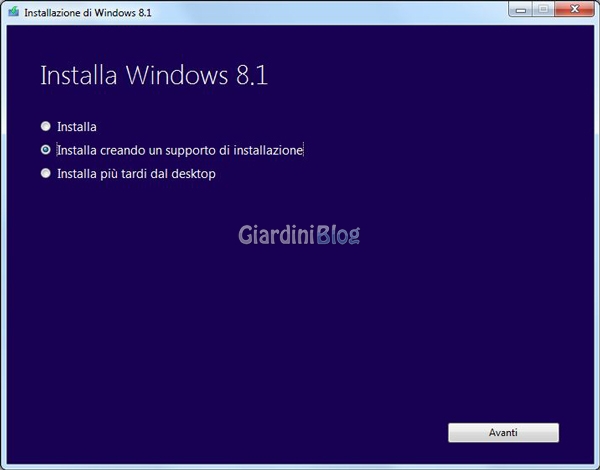 installa creando un supporto di installazione