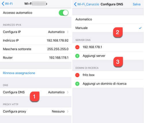 DNS tab su iPhone