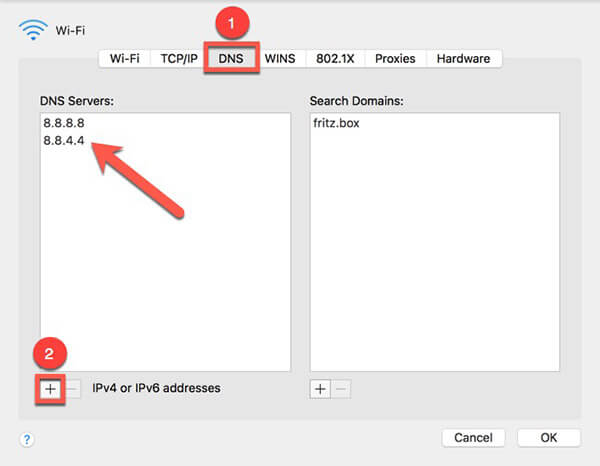 Server dns su macOS