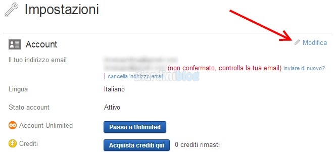 impostazioni twoo modifica