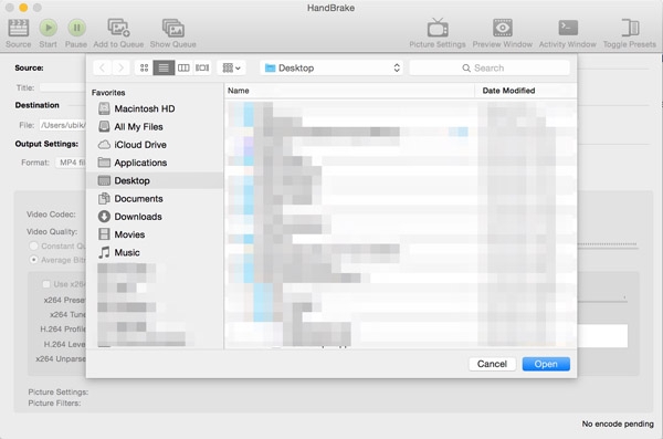 handbrake openfile