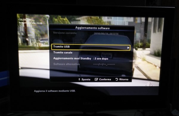 aggiornare firmware tv samsung tramite canale