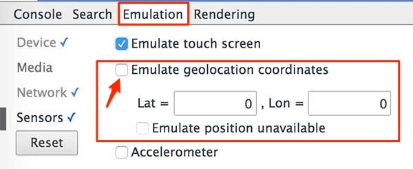impostare latitudine e longitudine per emulare la posizione geografica con google chrome