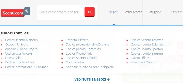 negozi codici sconto