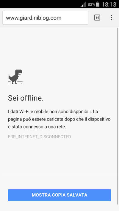 navigare offline mostra copia salvata