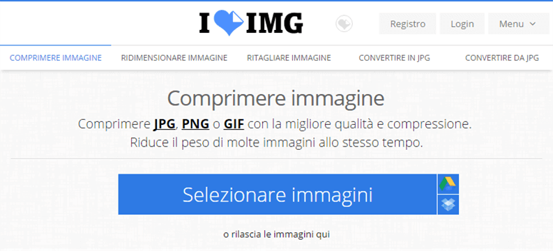 iloveimg comprimere immagini