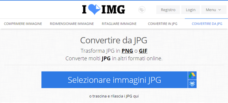 iloveimg convertire immagini da jpg