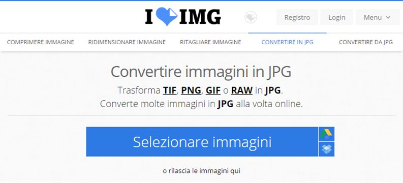 iloveimg convertire immagini in jpg