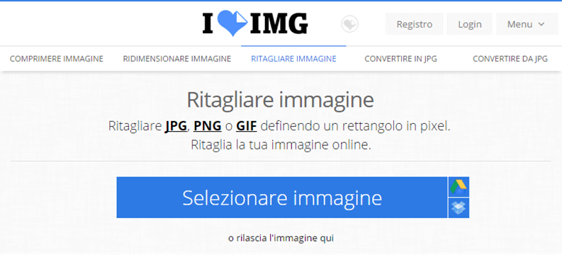 iloveimg ritagliare immagini