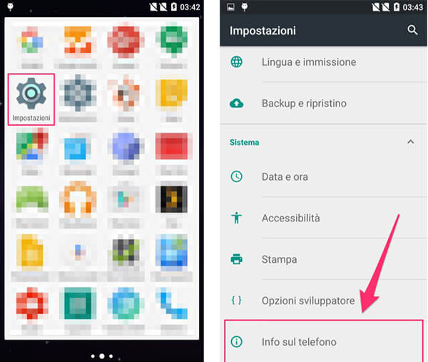 informazioni sul telefono su android