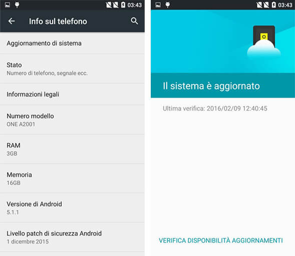 aggiornamento di sistema android