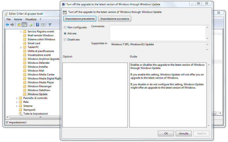 come disattivare aggiornamento a windows 10 pannello