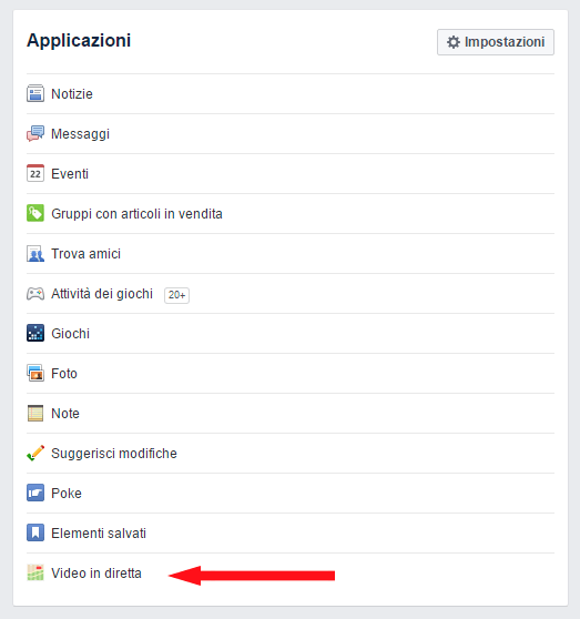 Vedere chi trasmette Video in diretta su Facebook applicazioni