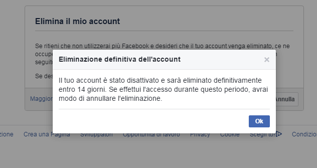 annullare eliminazione definitiva da facebook