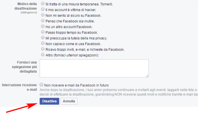COME ELIMINARE ACCOUNT FACEBOOK | GiardiniBlog