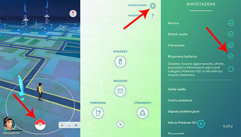 pokemon go risparmio batteria