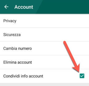 disattivare la condivisione dei dati WhatsApp con Facebook