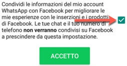 disattivare la condivisione dei dati WhatsApp con Facebook