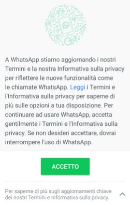 disattivare la condivisione dei dati WhatsApp con Facebook