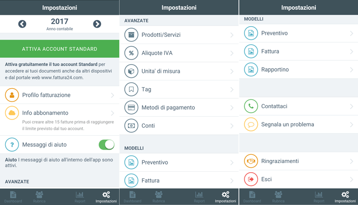 fattura24 impostazioni