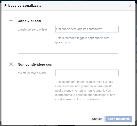 privacy personalizzata per nascondere lista amici facebook