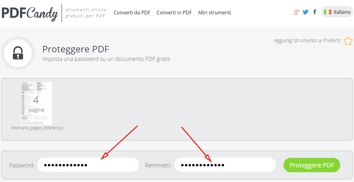 proteggere un pdf con password