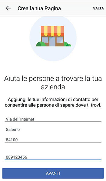 Aiuta le persona a trovare la tua azienda su facebook