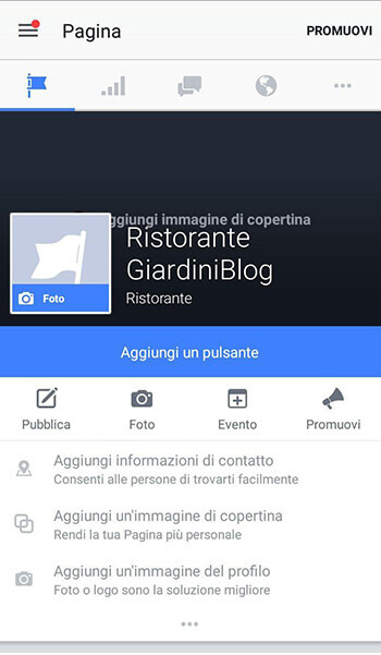 pagina facebook vista da mobile