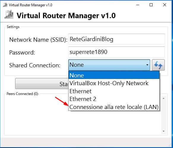 condividere la connessione via wifi con virtual router