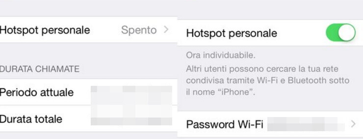 condividere la connessione internet via wifi con un iphone